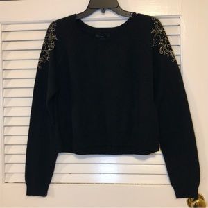Forever 21 Crop Sweater Embellish Sleeve